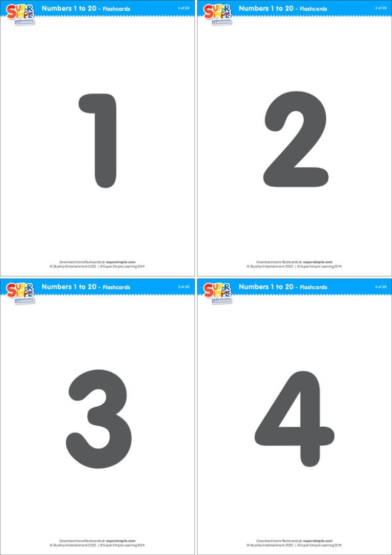 Simple Numbers 1 20 Flashcards Super Simple