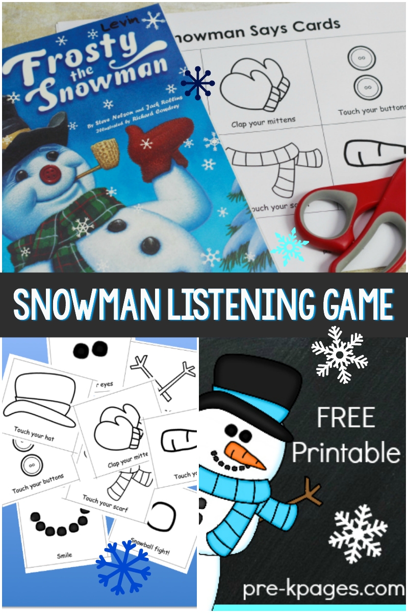 Snowman Listening Game Printable For Preschool