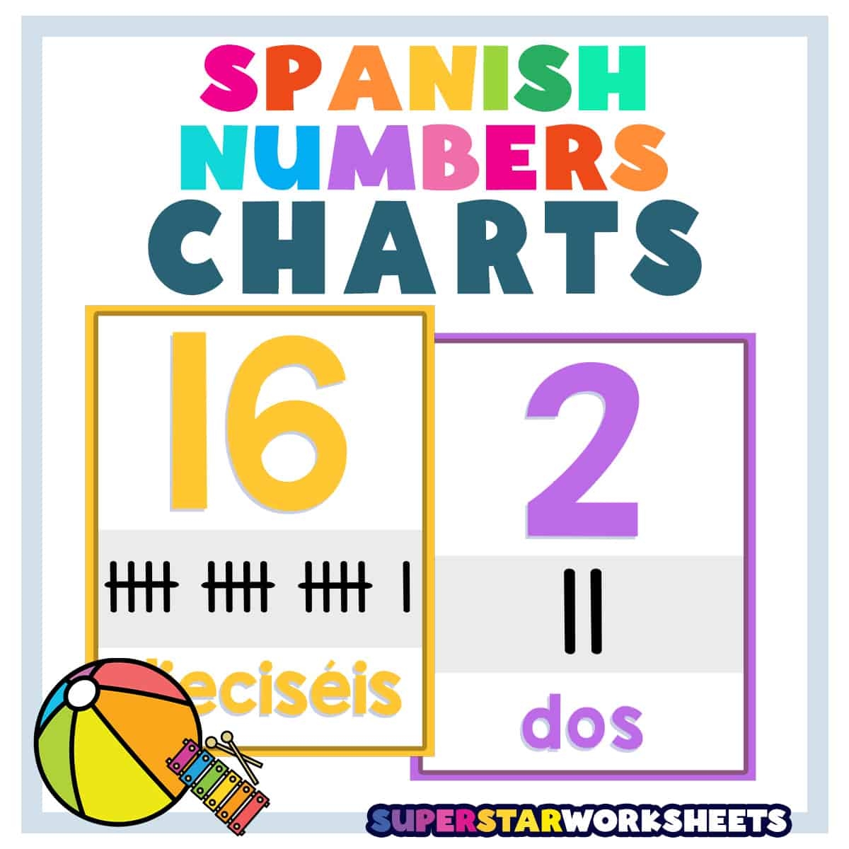 Spanish Numbers Superstar Worksheets