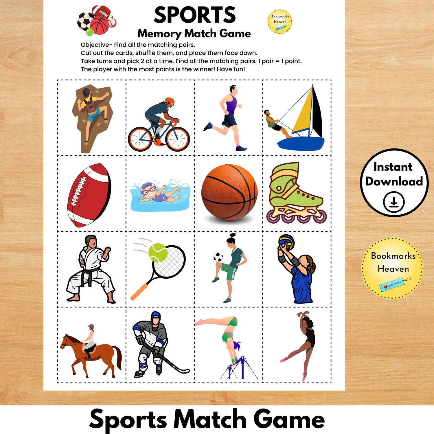 Sports Matching Game Printable Games For Kids Montessori Sports 