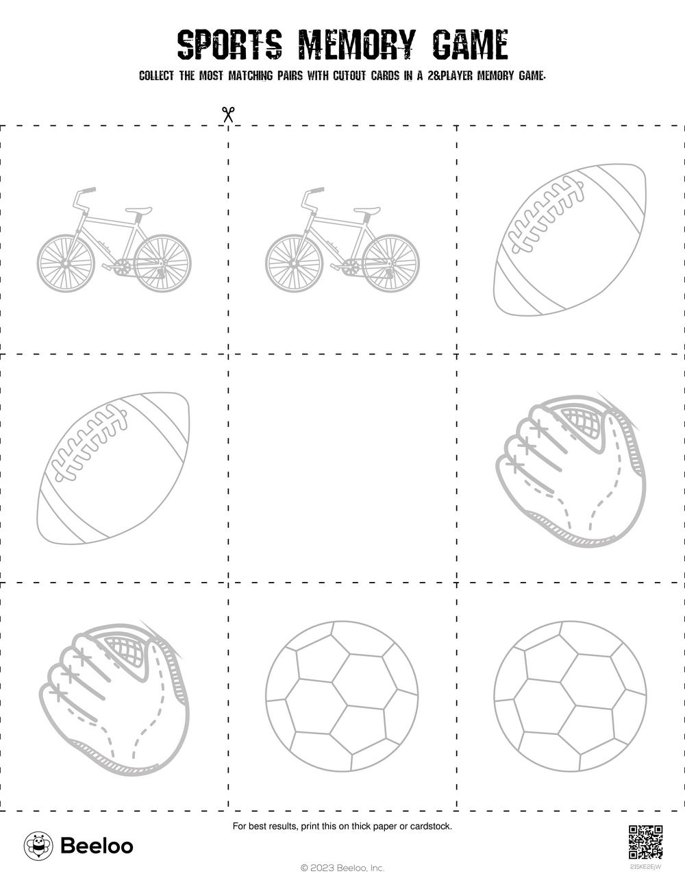 Sports Memory Game Beeloo Printable Crafts And Activities For Kids