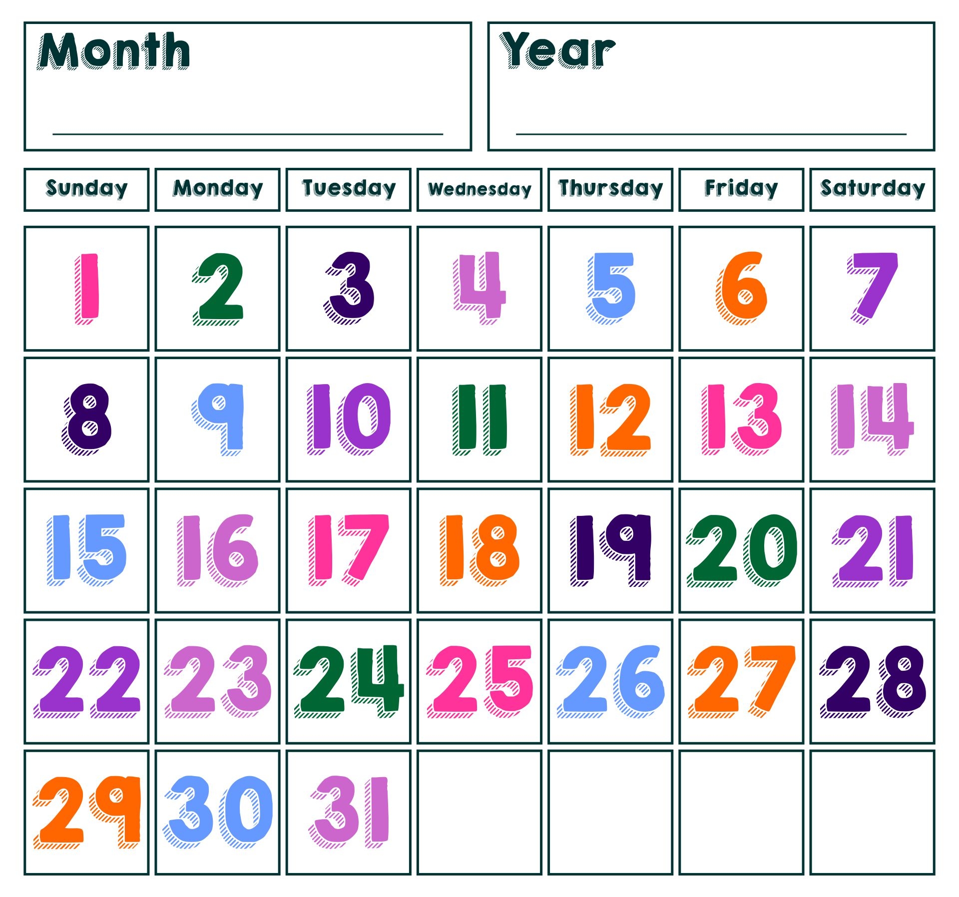 Spring Calendar Numbers 10 Free PDF Printables Printablee