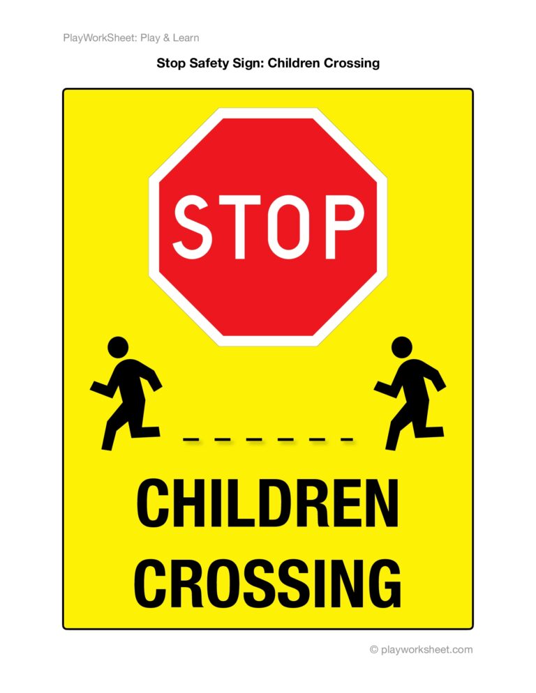 STOP CHILDREN CROSSING Yellow Safety Sign Free Printables For Kids