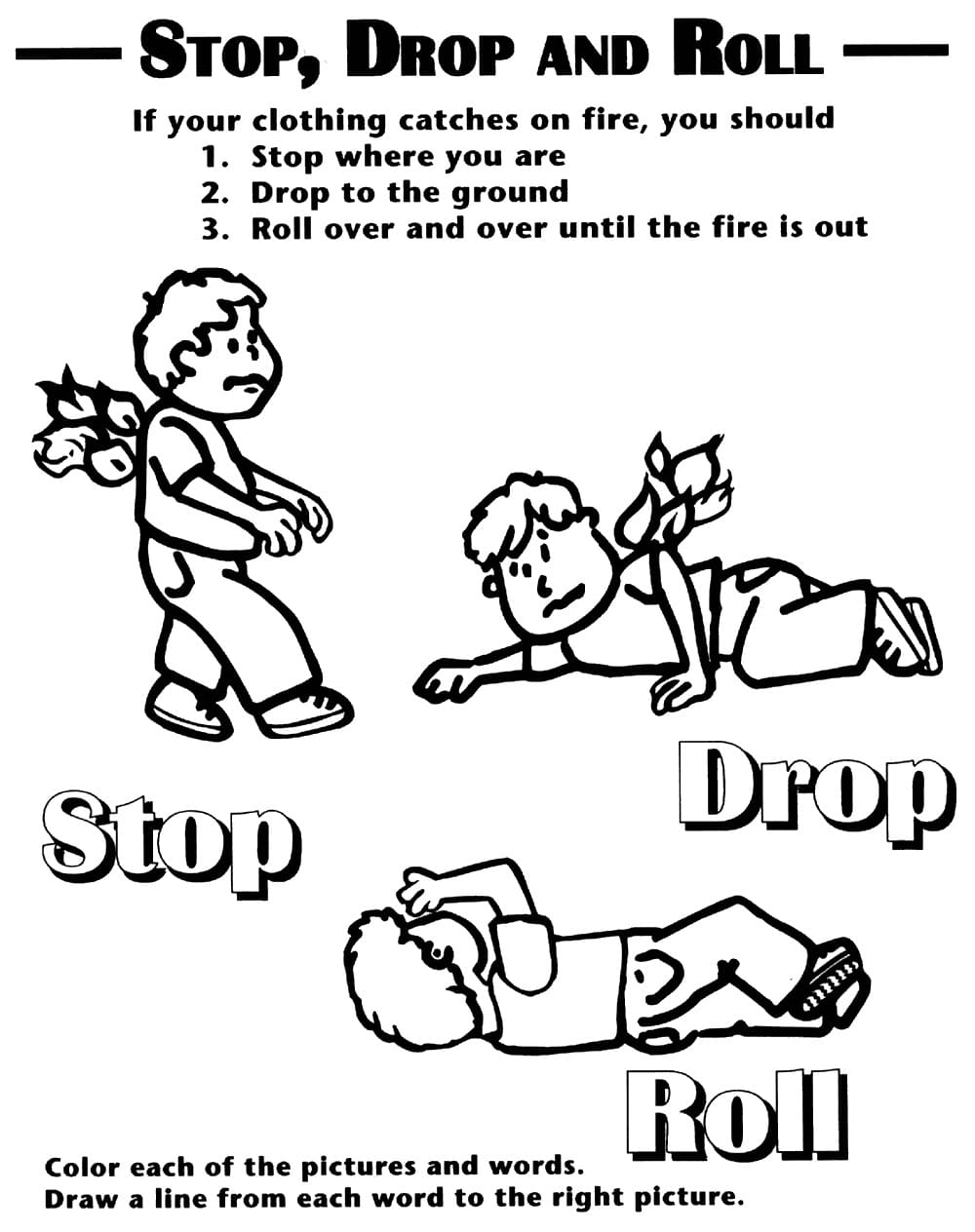 Stop Drop And Roll Coloring Page Download Print Or Color Online For Free