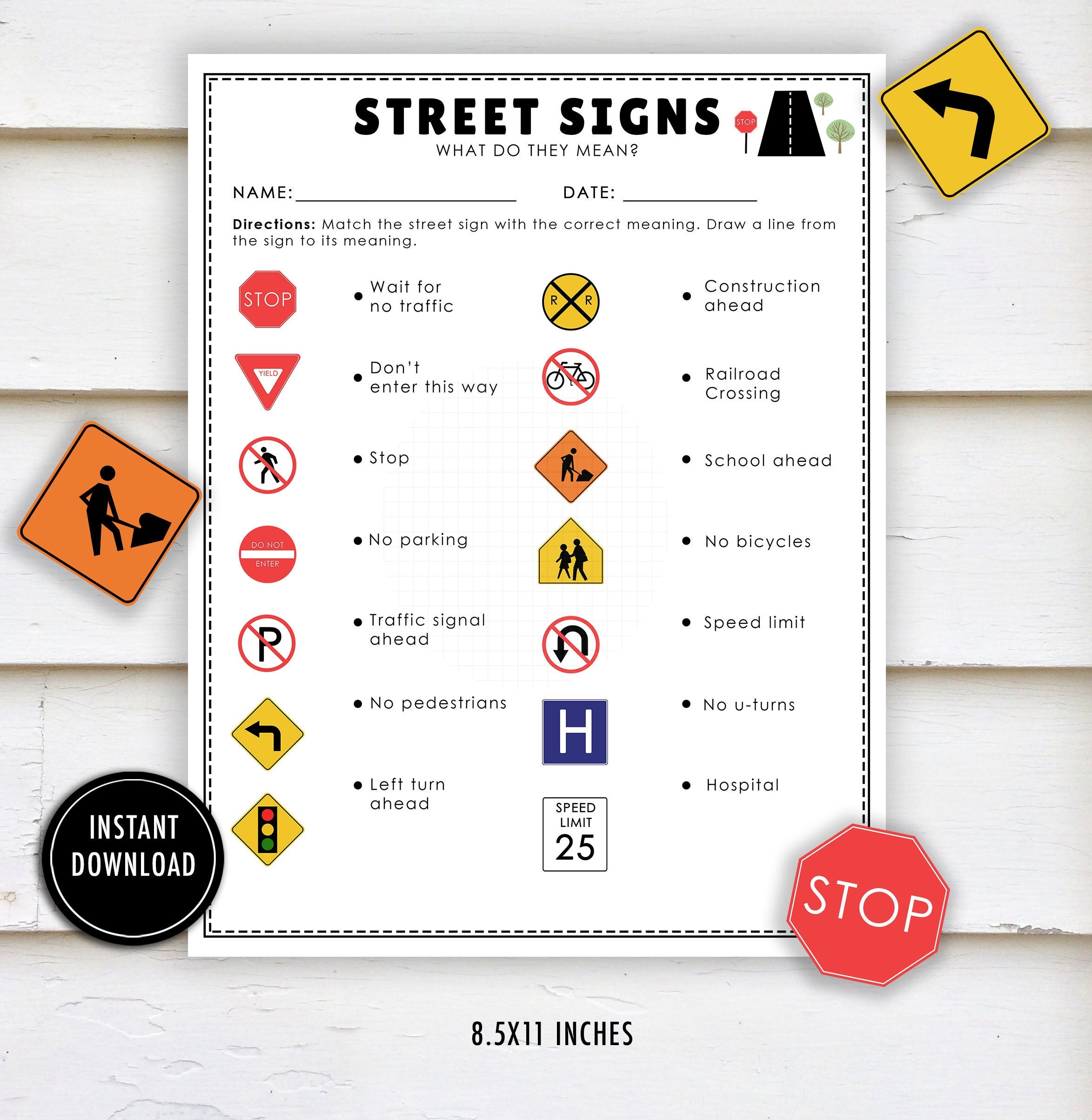 Street Signs Worksheet 