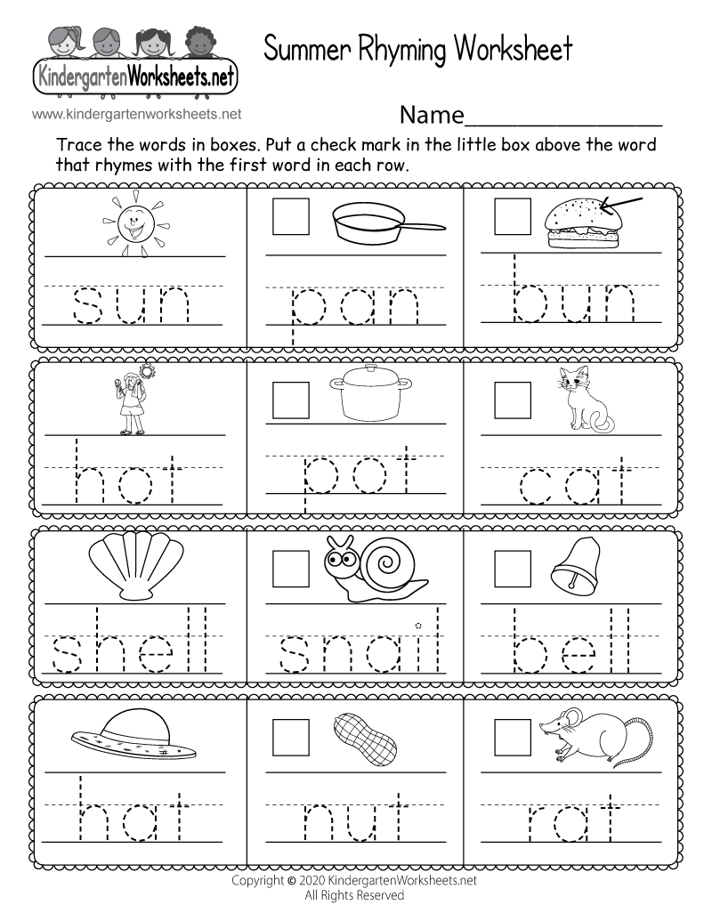 Summer Rhyming Worksheet Free Printable Digital U0026 PDF
