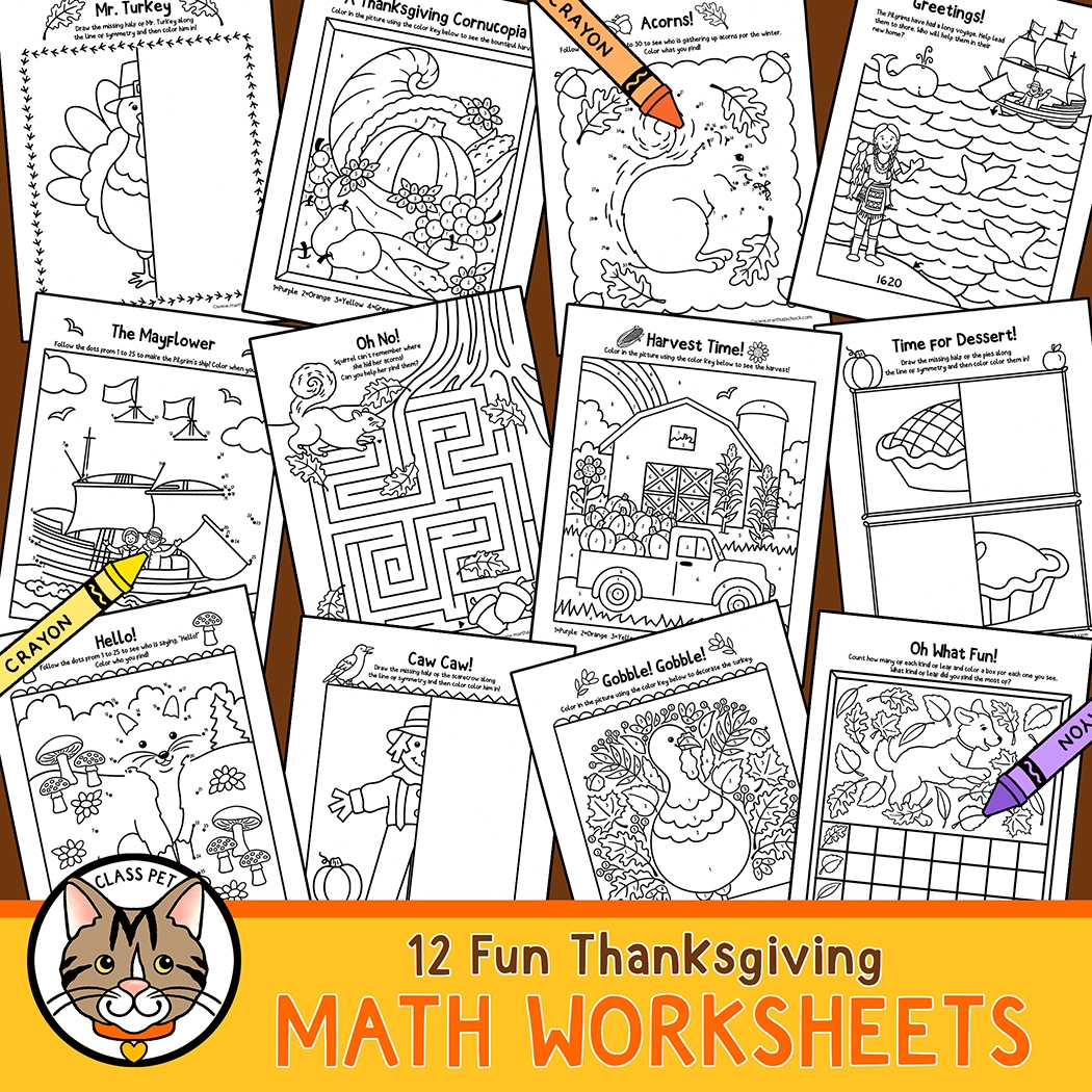 Thanksgiving Math Worksheets For Preschool Kindergarten First Grade