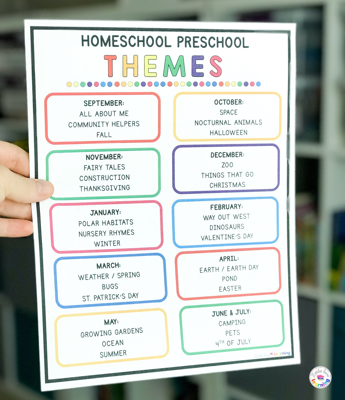 Printable List Of Preschool Themes