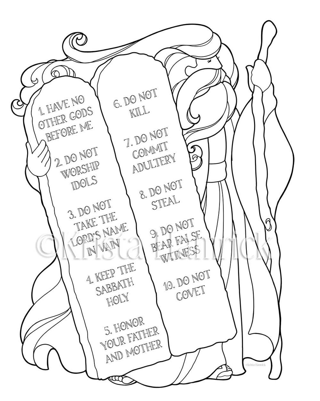 The Ten Commandments Memory Coloring Collection Includes 14 Coloring Pages For Memorization Or Lessons Etsy Sweden