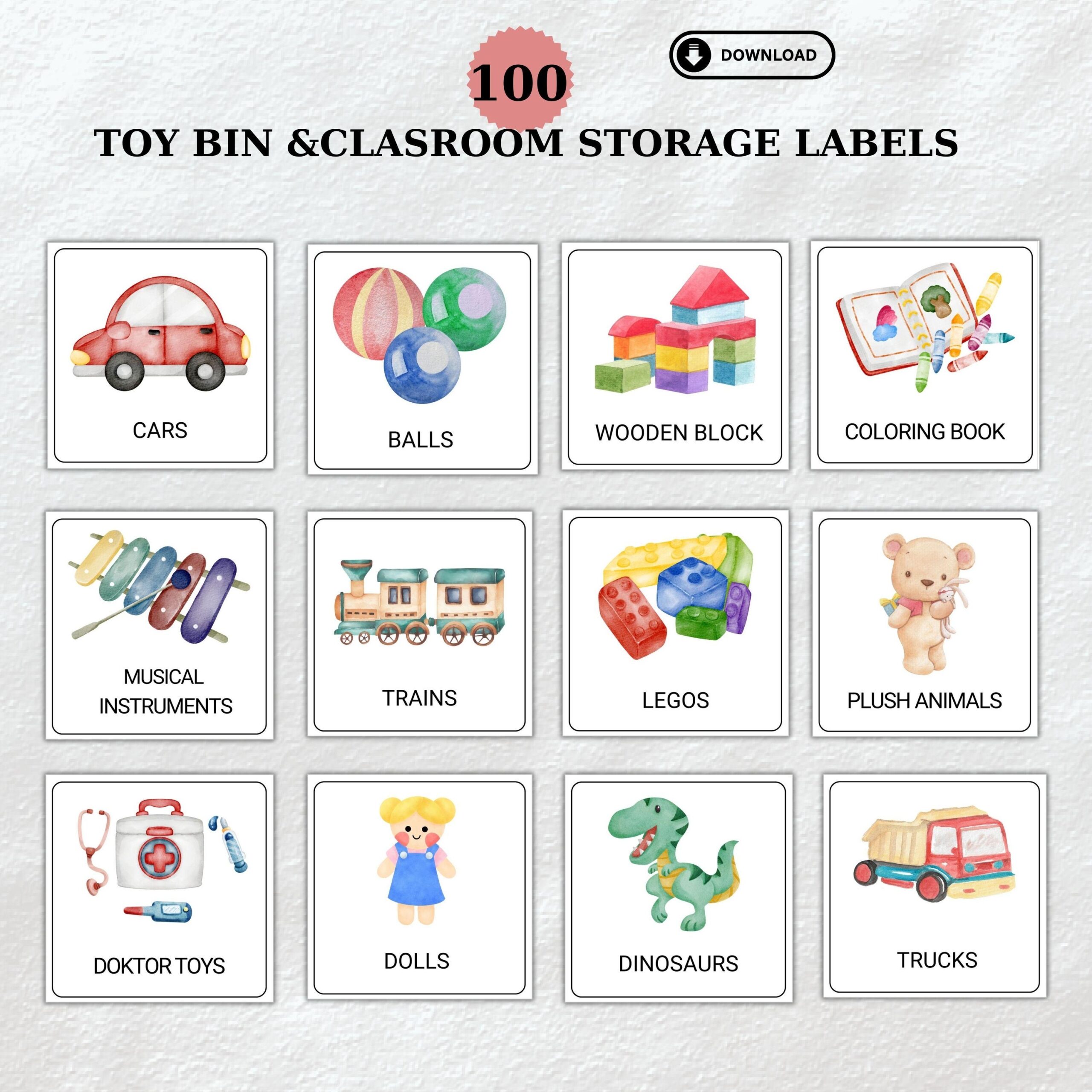 Printable Preschool Toy Labels