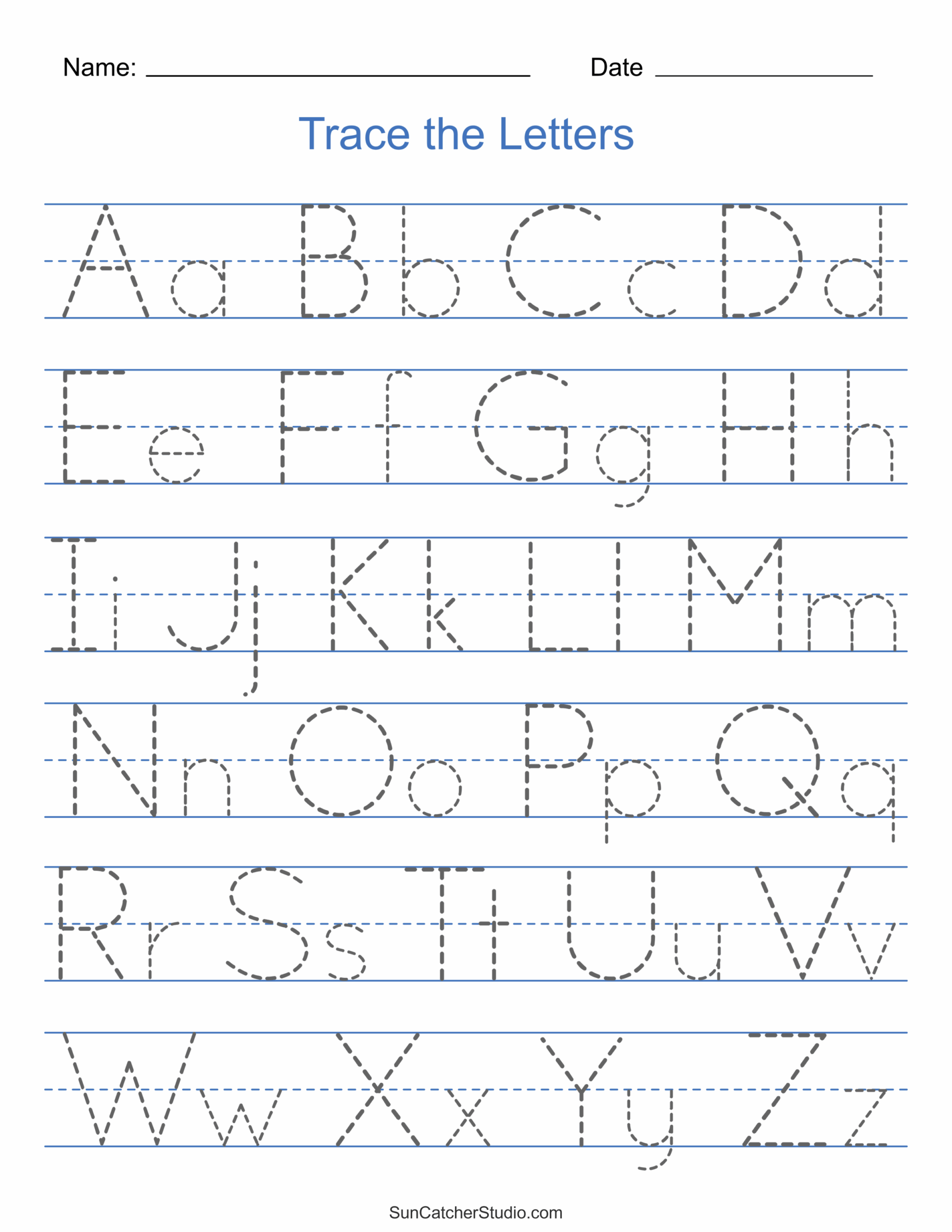 Tracing Alphabet Letters Printable Handwriting Worksheets Free