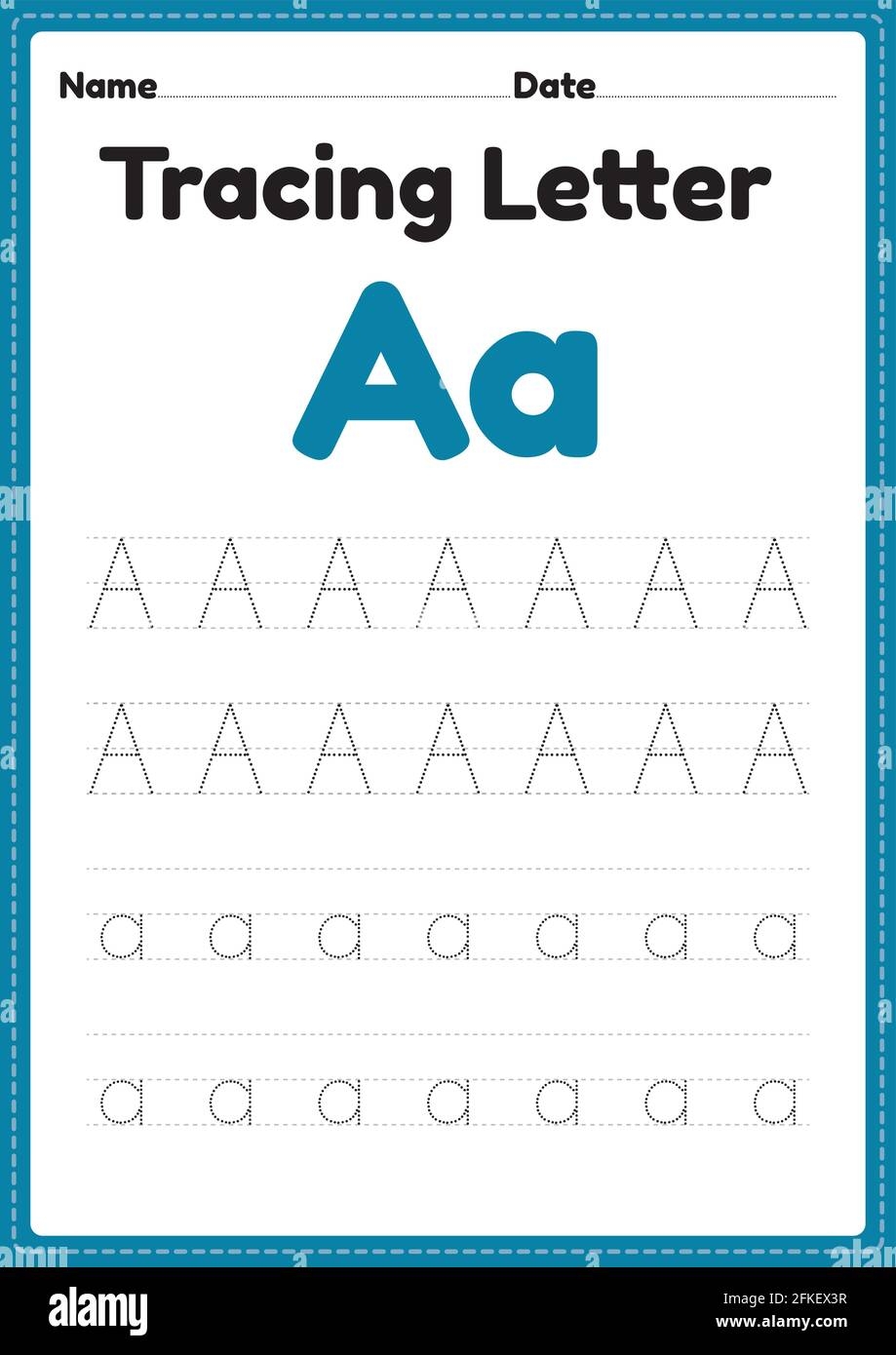 Tracing Letter A Alphabet Worksheet For Kindergarten And Preschool 