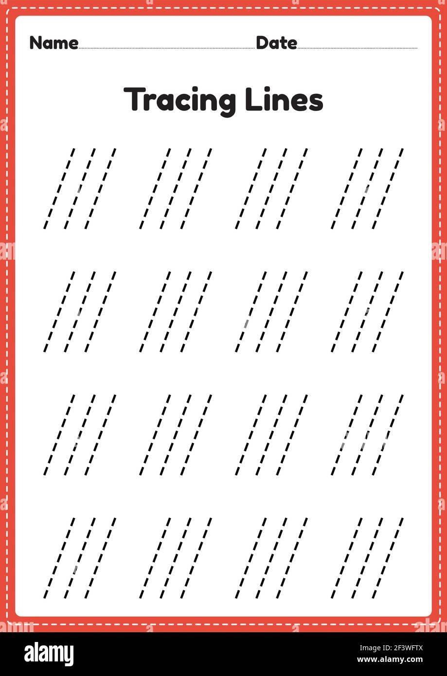 Tracing Lines Worksheet For Kindergarten And Preschool Kids For Educational Activities In A Printable Illustration Stock Vector Image U0026 Art Alamy