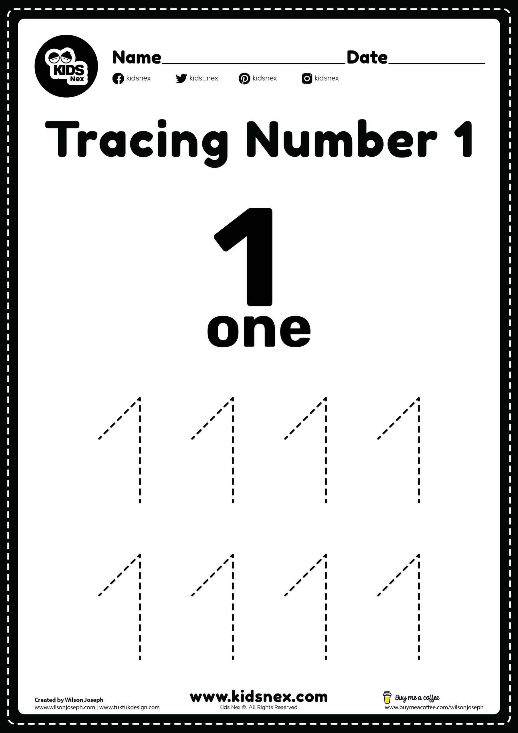 Printable Preschool Number 1