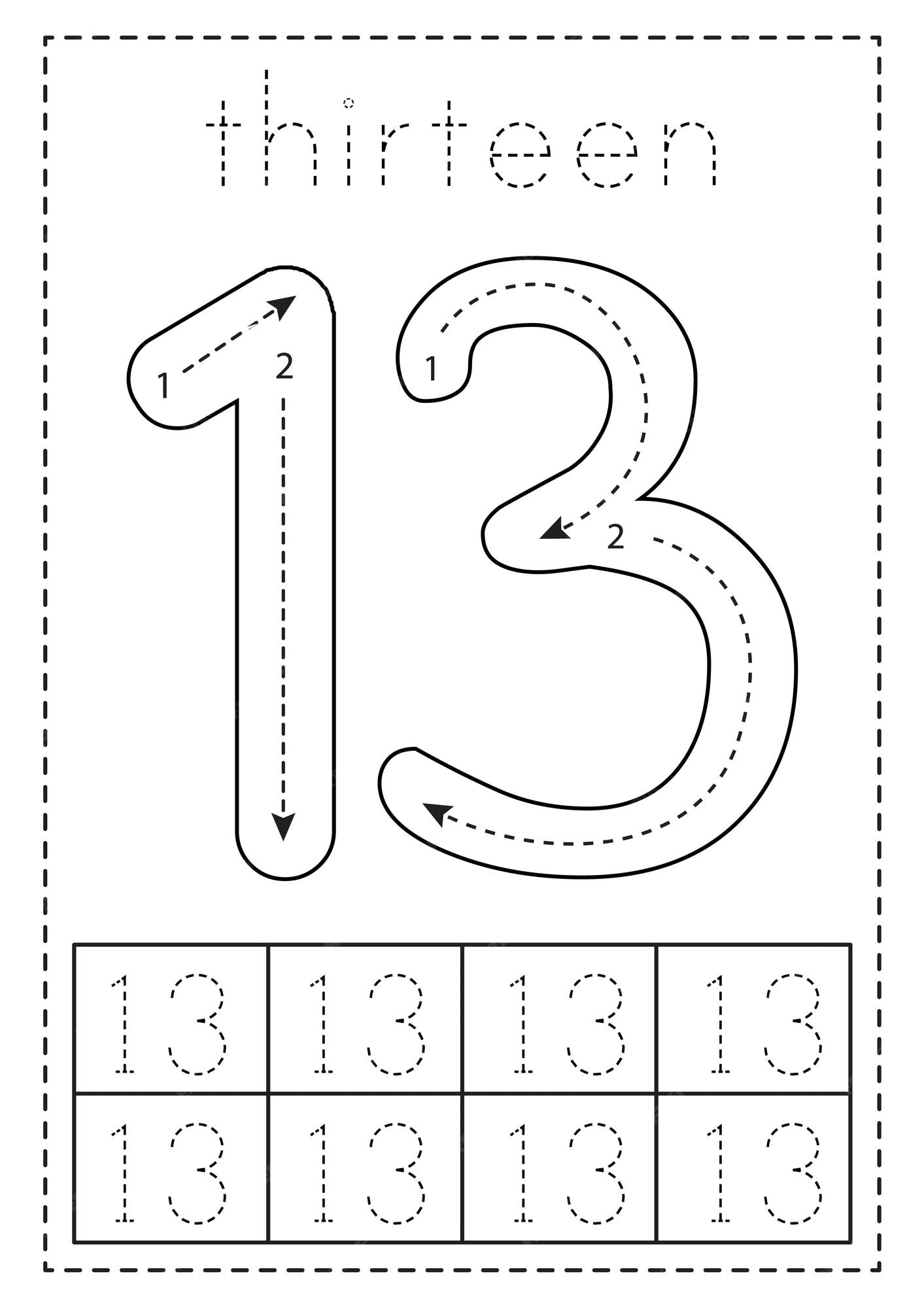 Tracing Numbers U0026 Counting 13 Worksheet For Kindergarten First