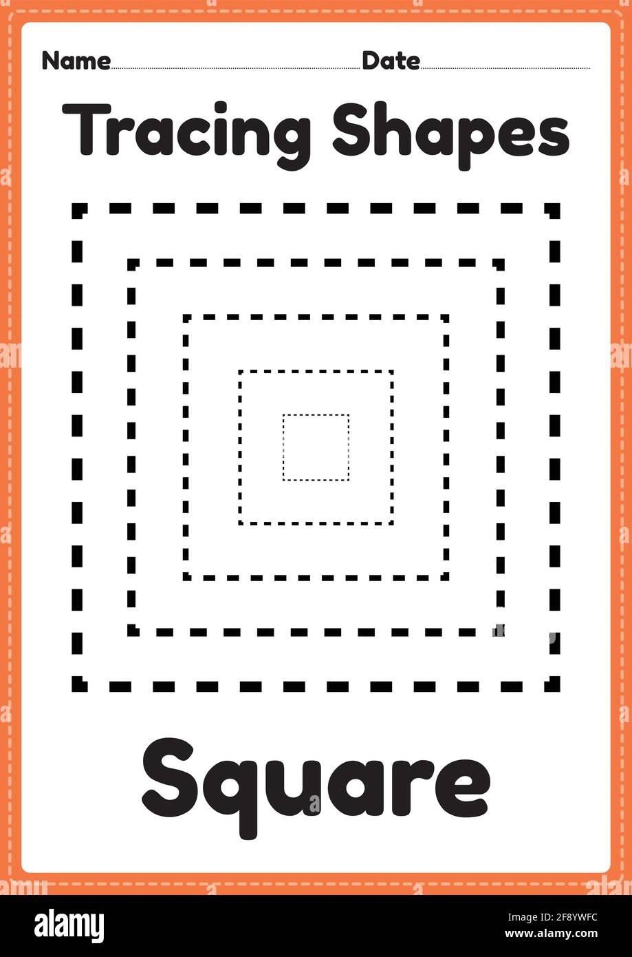 Tracing Squares Shapes Worksheet Stock Vector Images Alamy