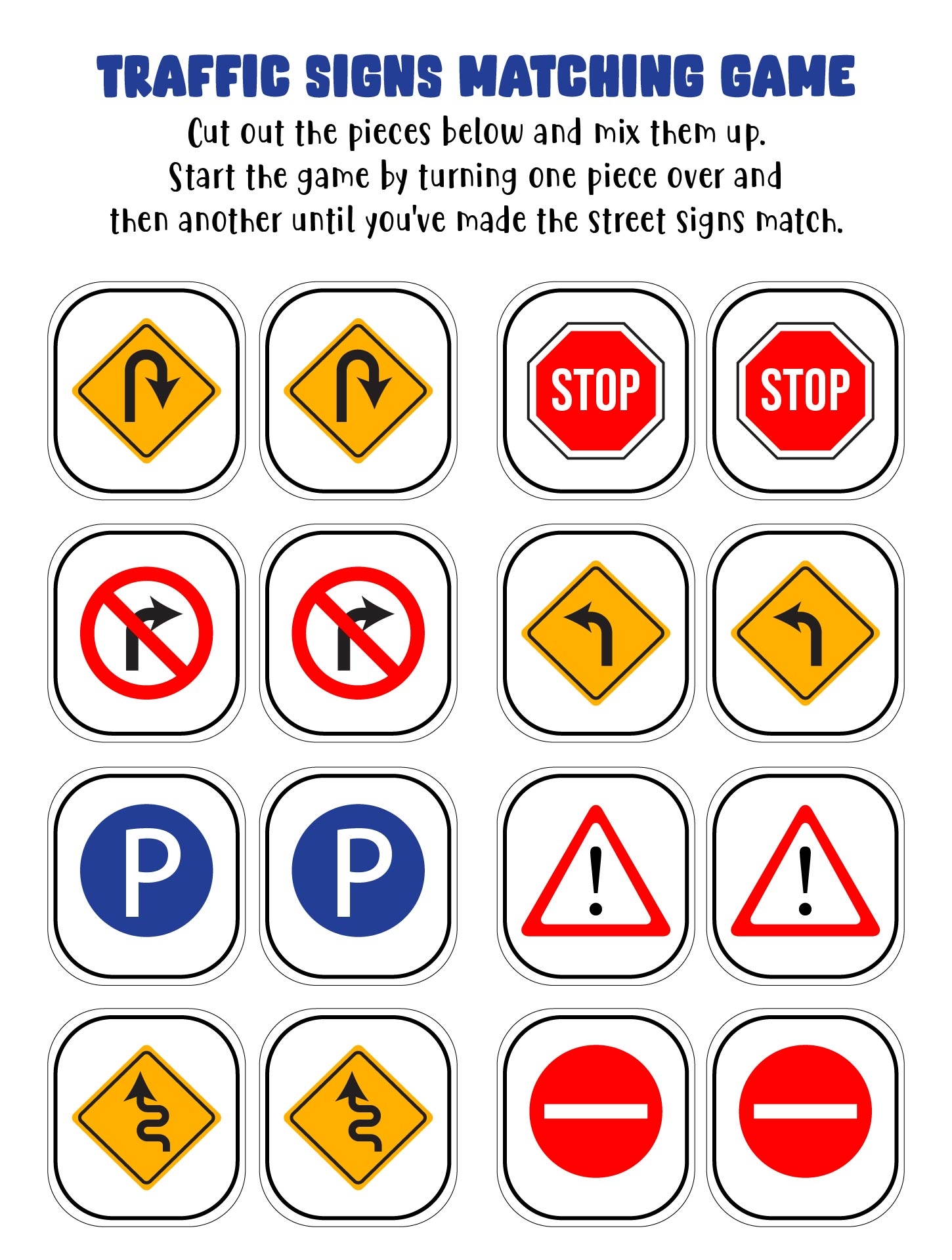 Printable Preschool Printable Traffic Signs