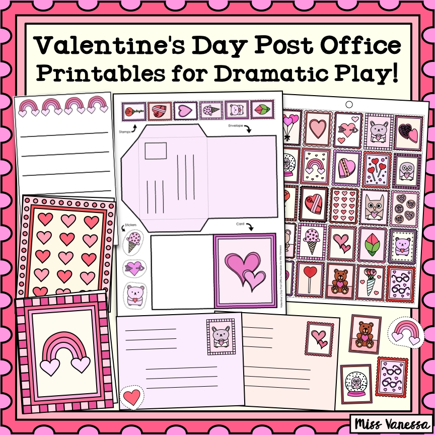 Valentine s Day Post Office Printable Postage Stamps Cards Envelopes Writing Paper U0026 Stickers Made By Teachers