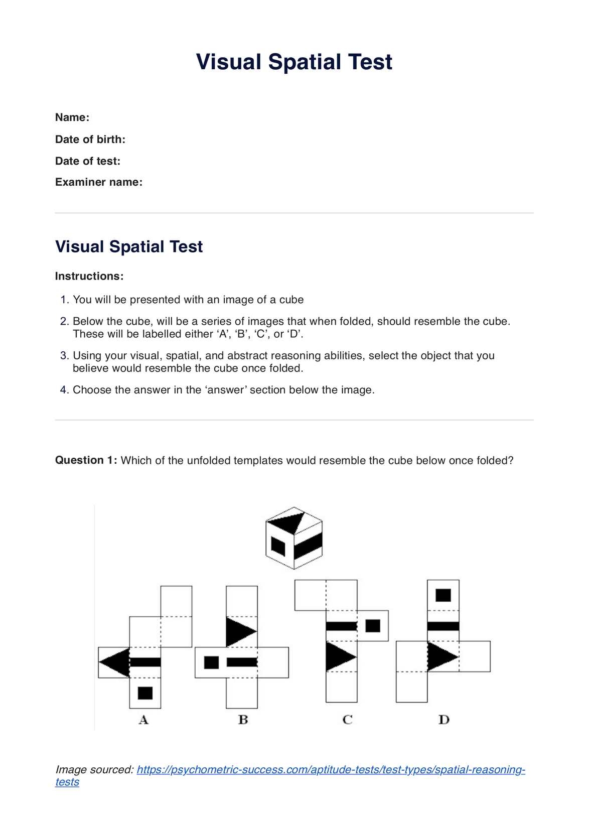 Printable Spatial Concept Assessment For Preschool