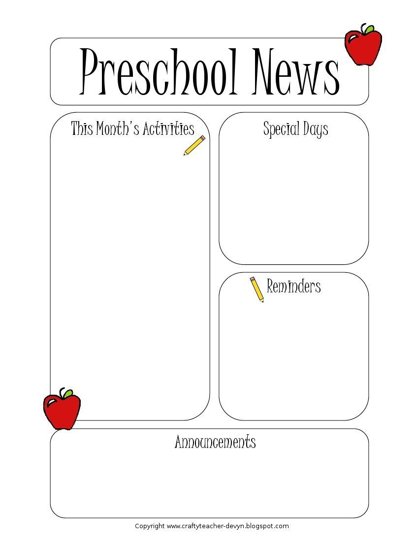 Printable Preschool Newsletter Template