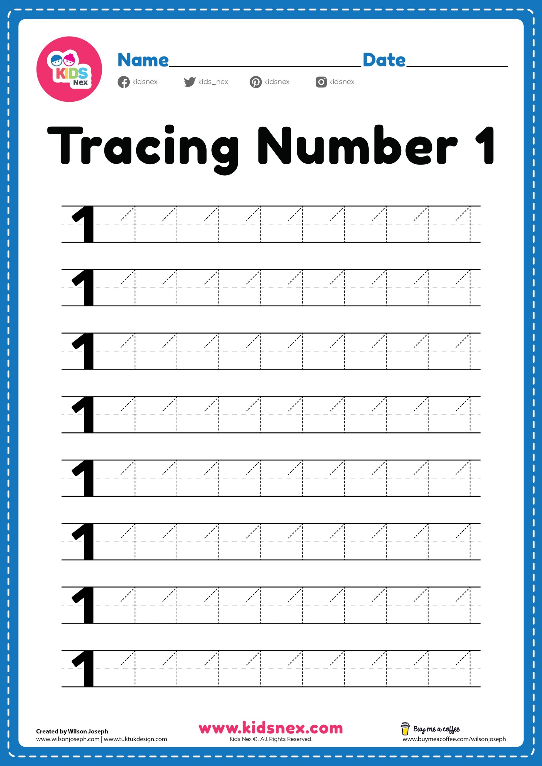 Printable Number 1 Worksheets For Preschool