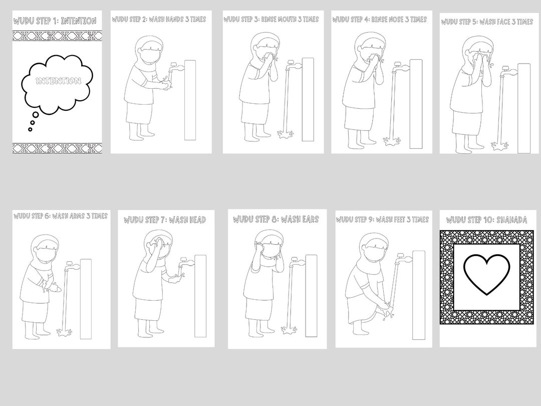 Wudu Steps Coloring Pages Wudu Guide Coloring Pages Wudu Step By Step Coloring Pages Wudu Coloring Pages For Kids Etsy Canada