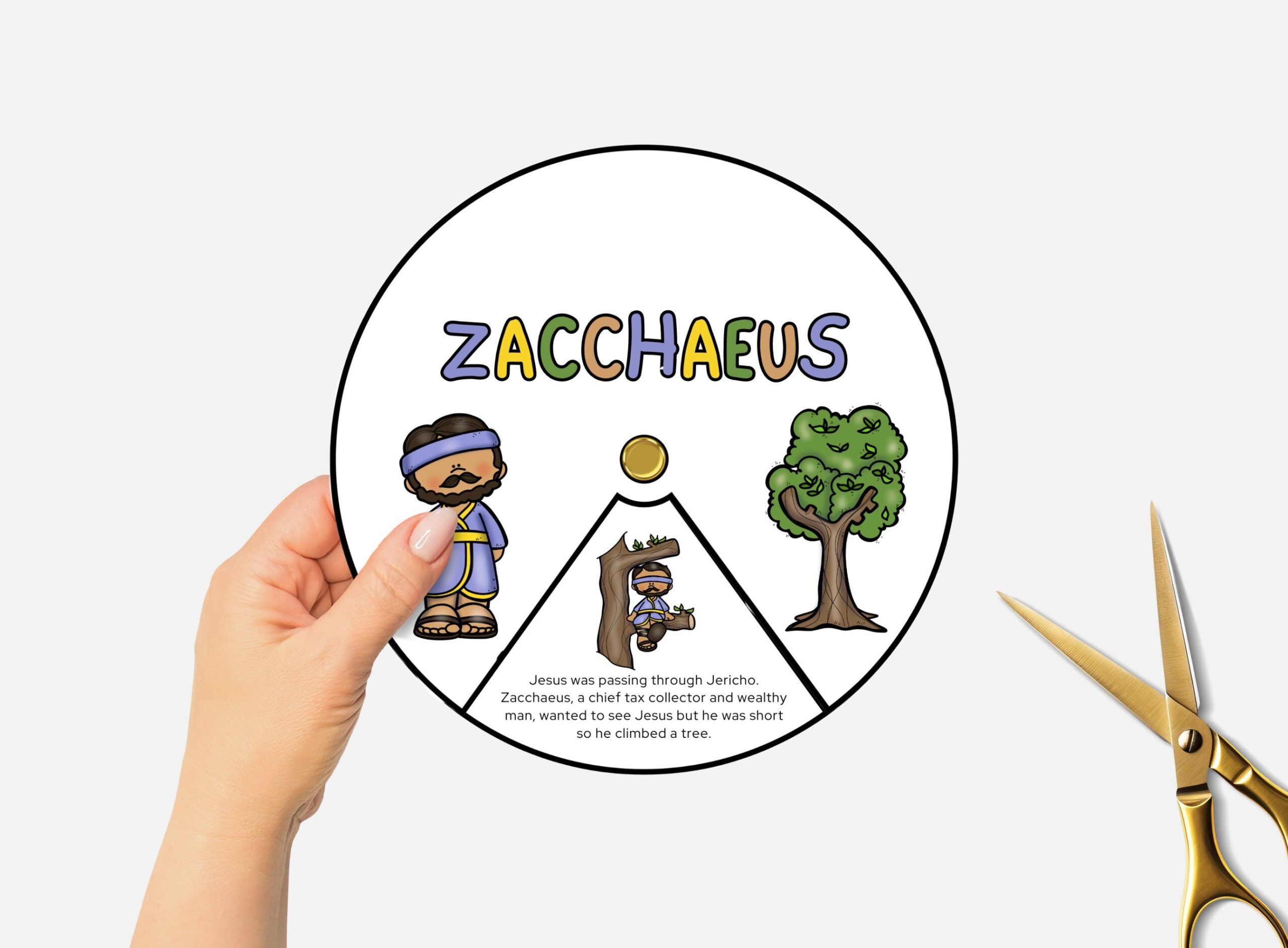 Zacchaeus Printable Bible Coloring Wheel Sunday School Craft 