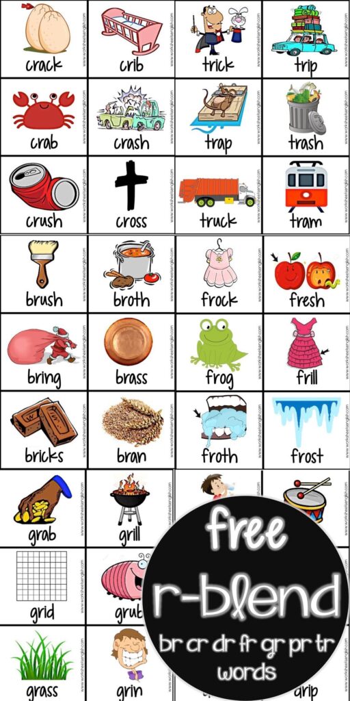 br cr dr fr gr pr tr words www.worksheetsenglish.com | Blend words ...