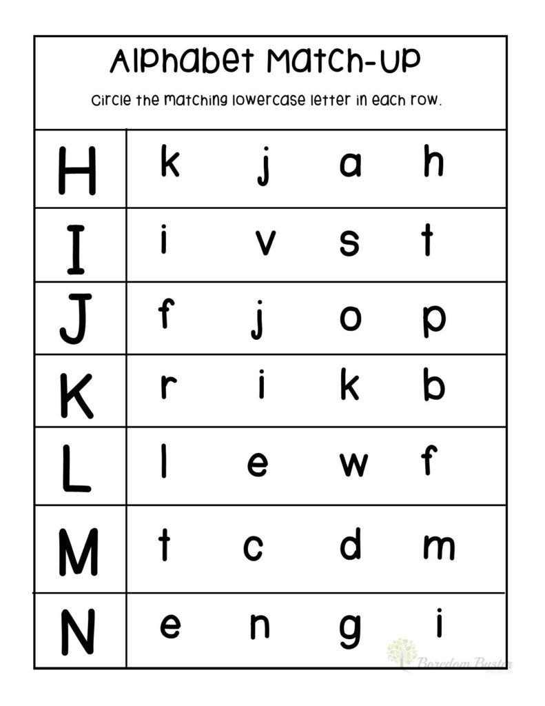 Capital Lowercase Letter Matching Printable Capital Lowercase Letter Matching Printable