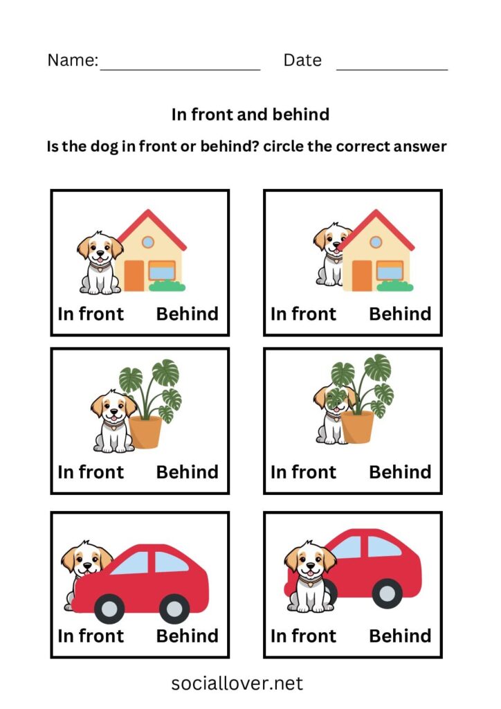 Circle the dog position whether in front or behind worksheet … Circle the dog position whether in front or behind worksheet ...