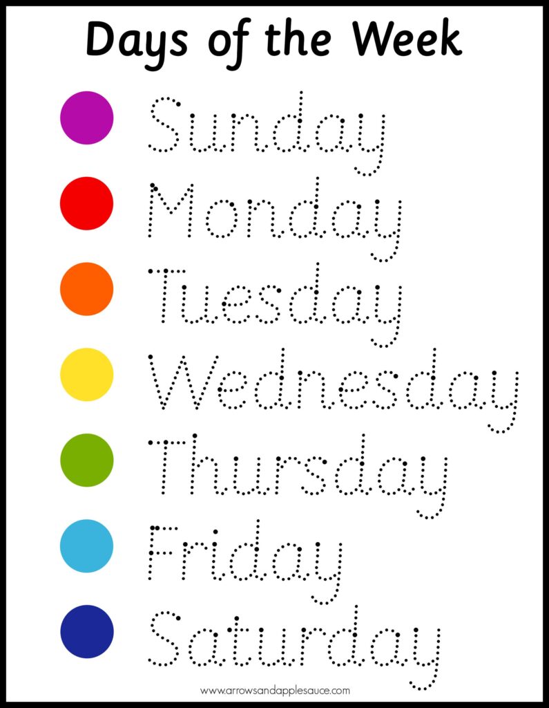 Days Of The Week Tracing Worksheets – Alajnabia.com Days Of The Week Tracing Worksheets - Alajnabia.com