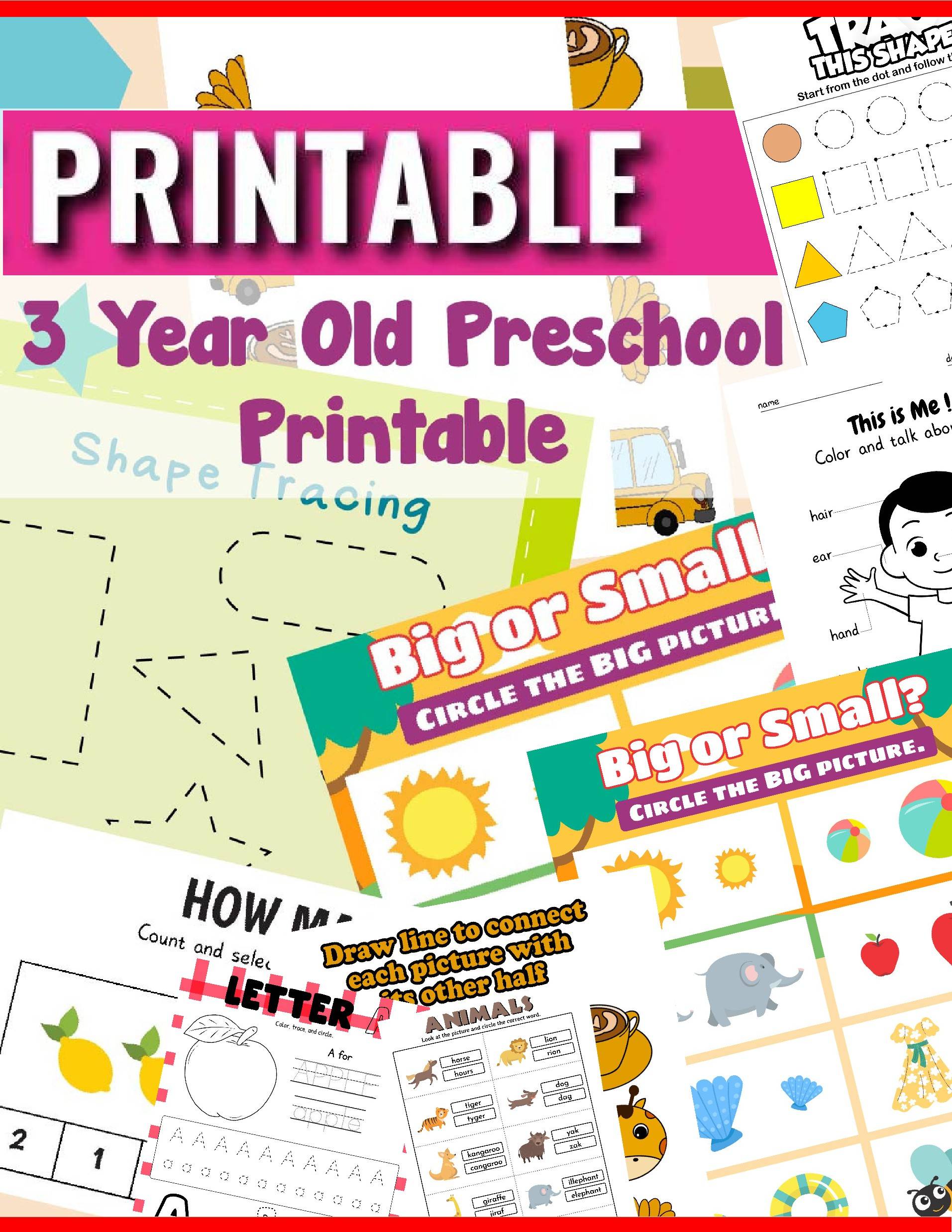 Early Childhood Beginner Worksheets For 3 Year Olds - 3-Year-Old Preschool Printables | Engaging Worksheets & Activities for ...