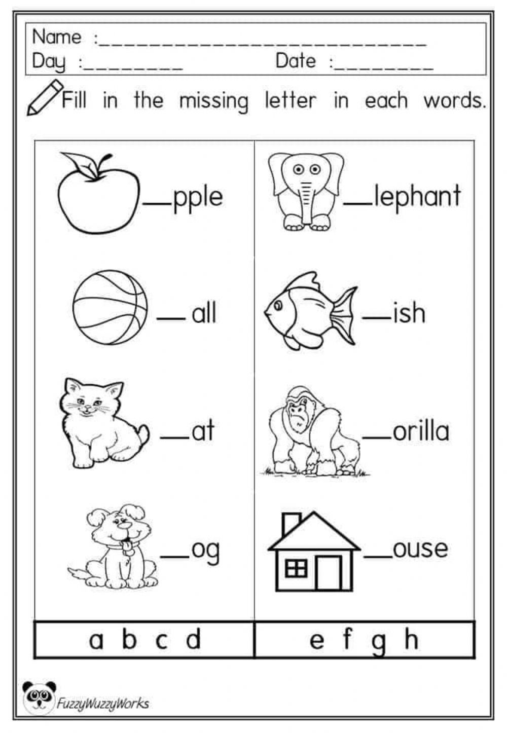English Worksheet For Pre Kg - English online exercise for preschool – Artofit