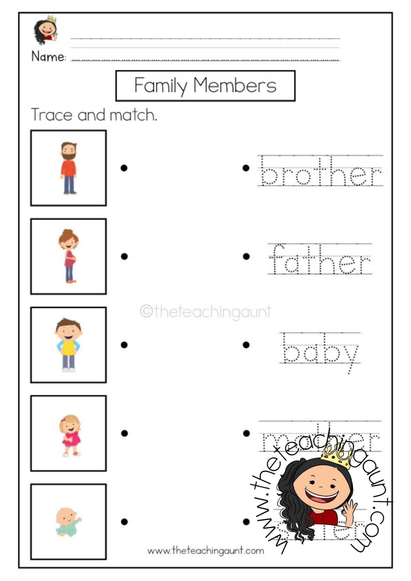Free Family Worksheets For Preschool - Free Family Members Worksheets for Preschool - The Teaching Aunt ...