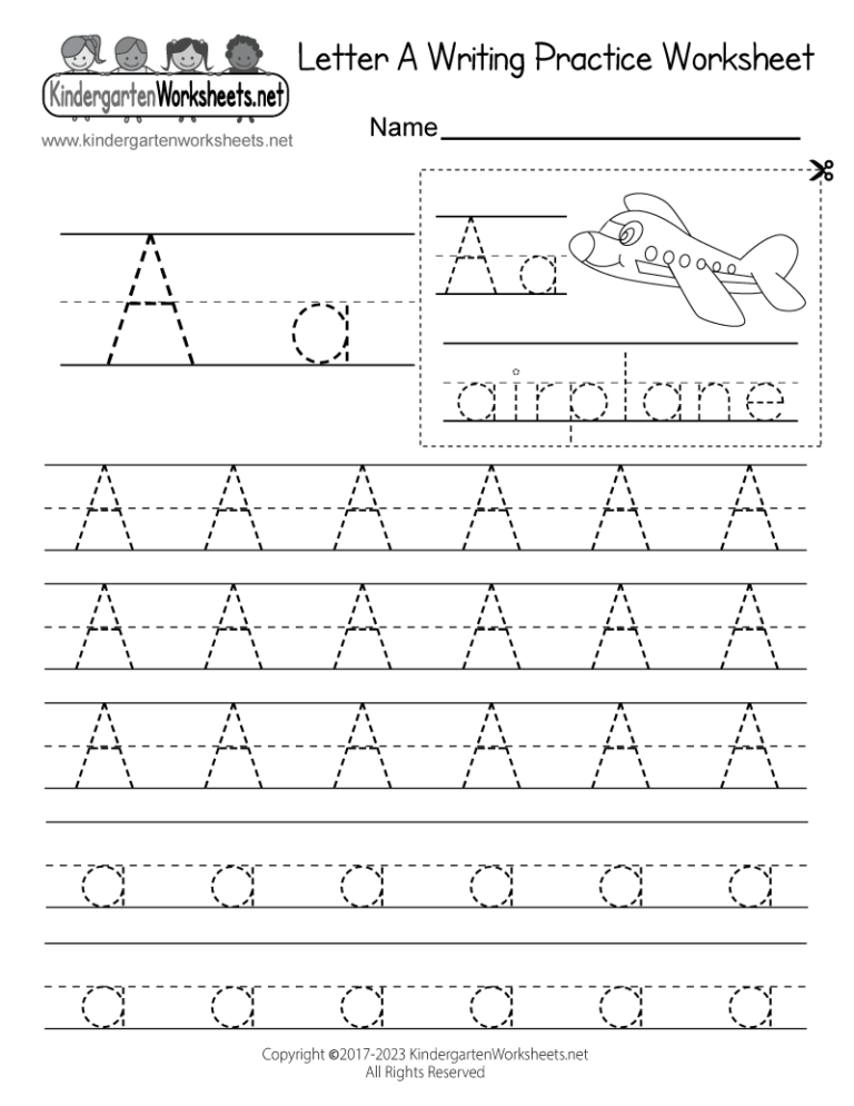 Free Kindergarten Letter Writing Worksheets - Free Printable Letter A Writing Practice Worksheet for Kindergarten