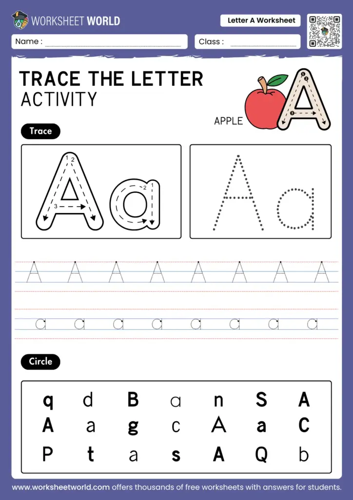 Free Letter A Worksheet (Printable For Preschool and Kindergarten … Free Letter A Worksheet (Printable For Preschool and Kindergarten ...