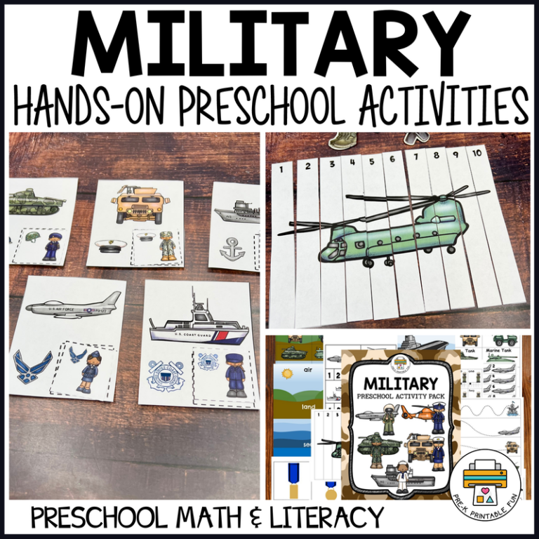 Free Preschool Worksheets On The Mili - Military Mini Activity Pack - Pre-K Printable Fun