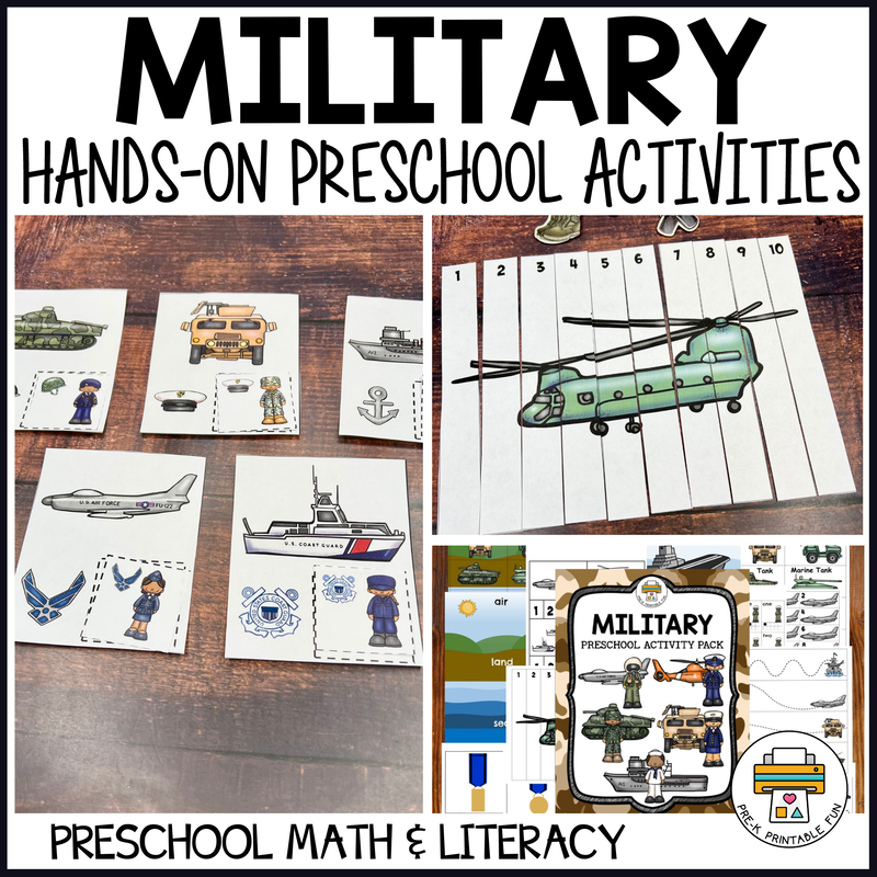 Free Preschool Worksheets On The Mili - Military Mini Activity Pack - Pre-K Printable Fun