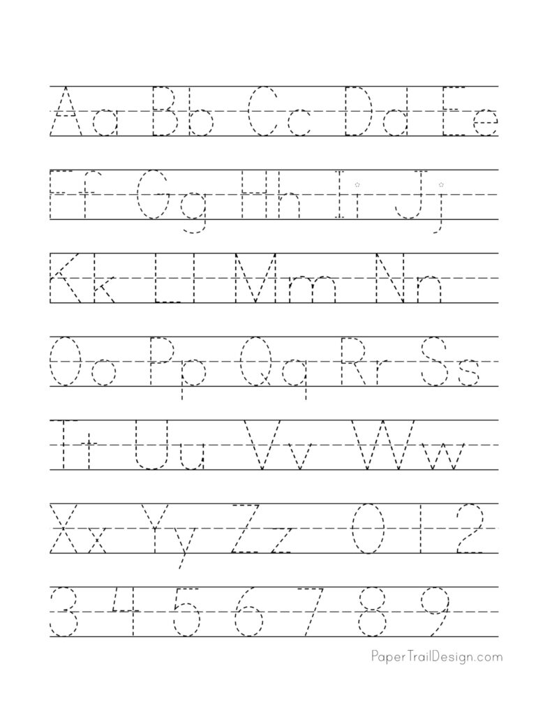 Free Printable Alphabet Handwriting Practice Sheets – Paper Trail Design Free Printable Alphabet Handwriting Practice Sheets - Paper Trail Design