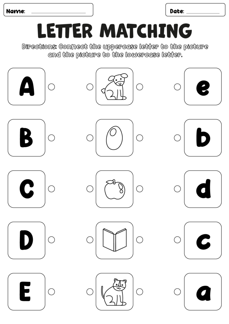 Free Printable Letter Matching Worksheets For Kindergarten - Alphabet Matching Printables