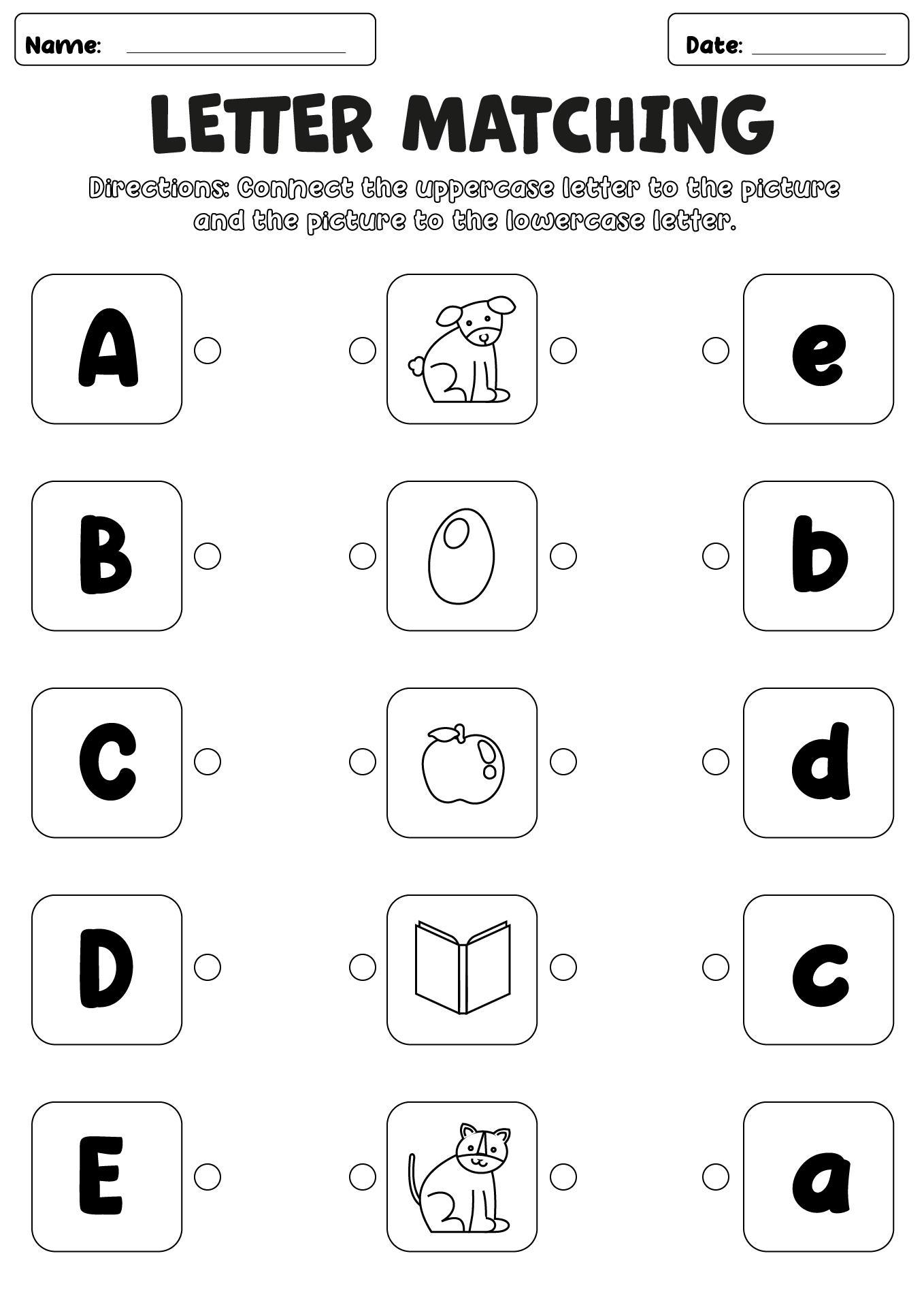 Free Printable Letter Matching Worksheets For Kindergarten - Alphabet Matching Printables