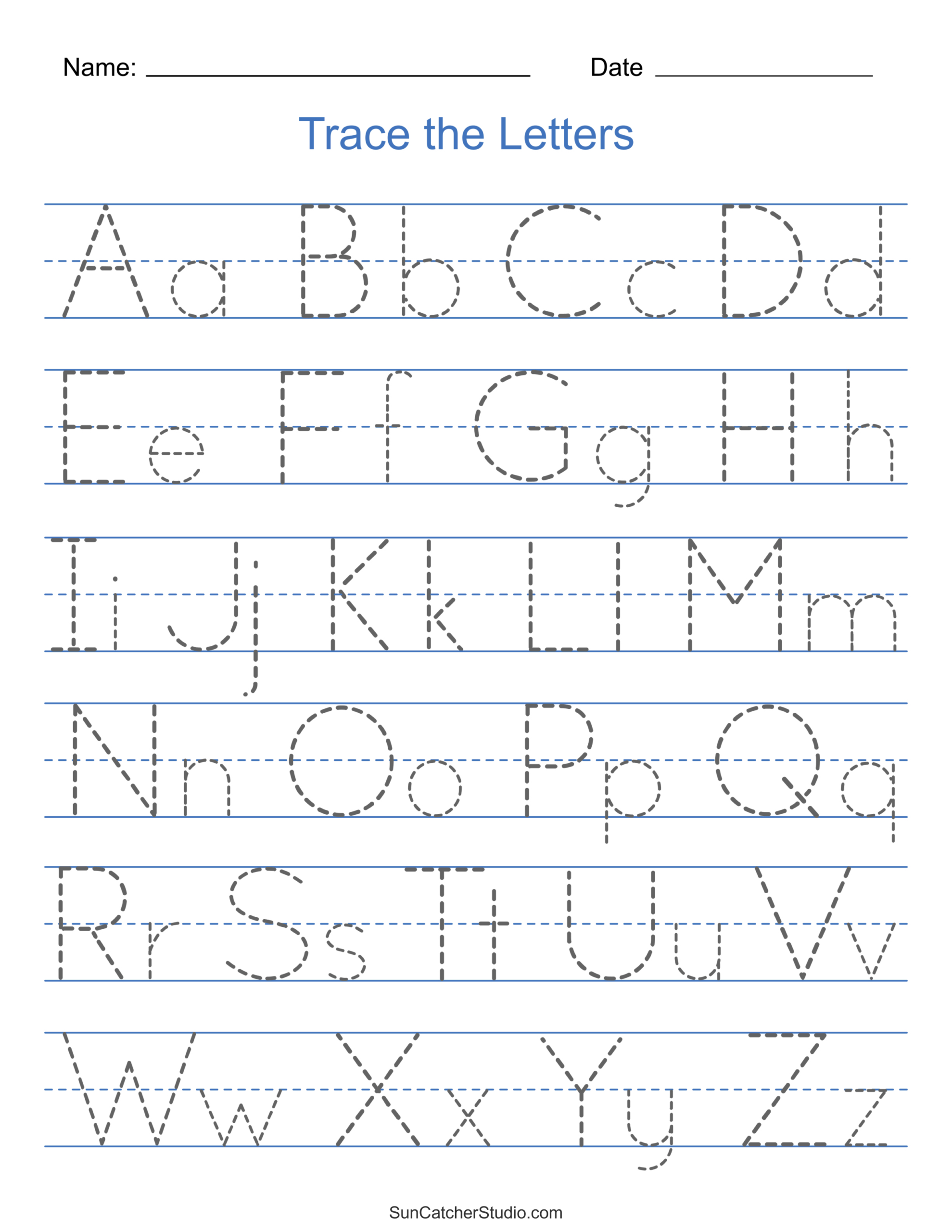 Free Printable Letter Tracing Worksheets For Kindergarten - Free Printable Alphabet Tracing Worksheets for Kindergarten | FREE ...