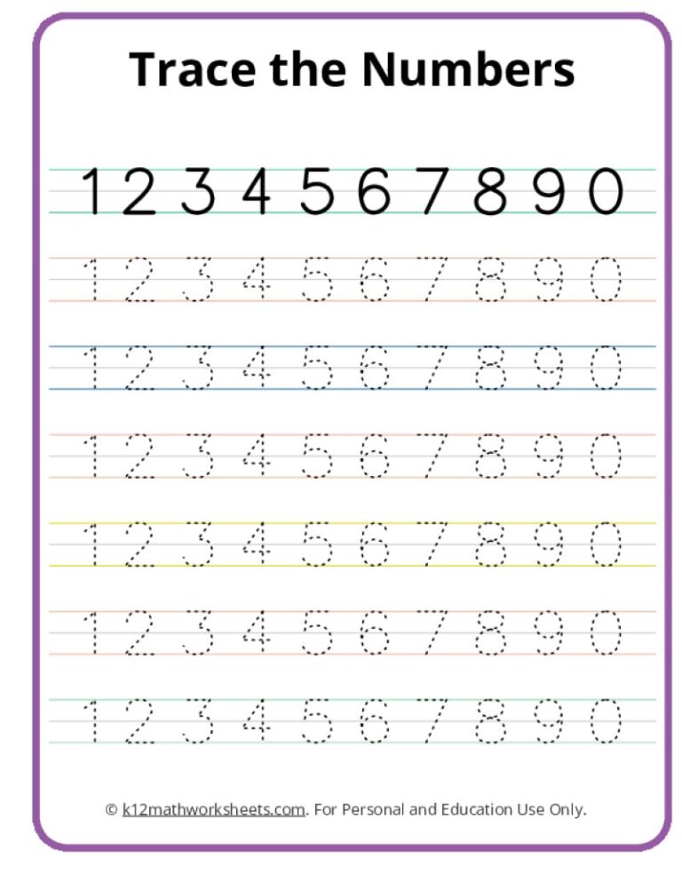 Free Printable Number Tracing Sheets For Pre School - Printable ...