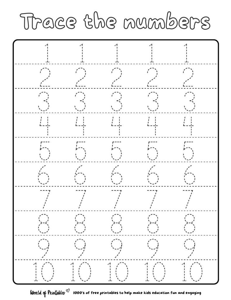Free Printable Number Tracing Worksheets Free Printable Number Tracing Worksheets