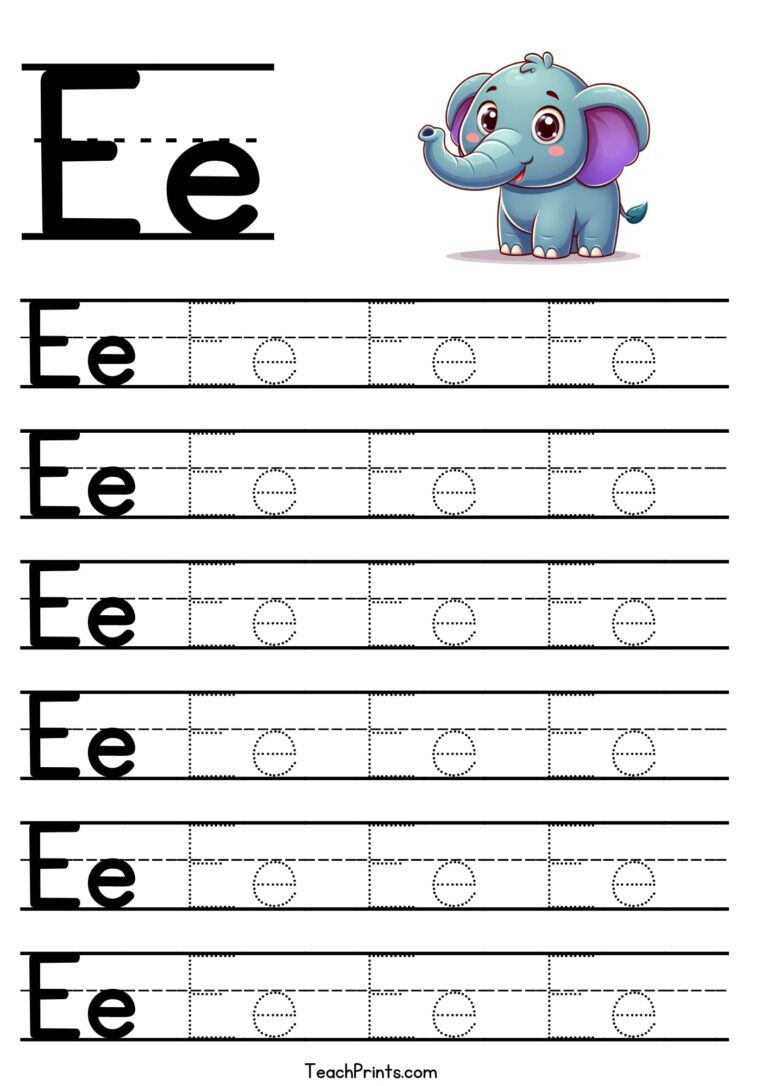 Free Printable Preschool Tracing E - Alphabet Tracing Worksheets - Free Printables - Teach Prints