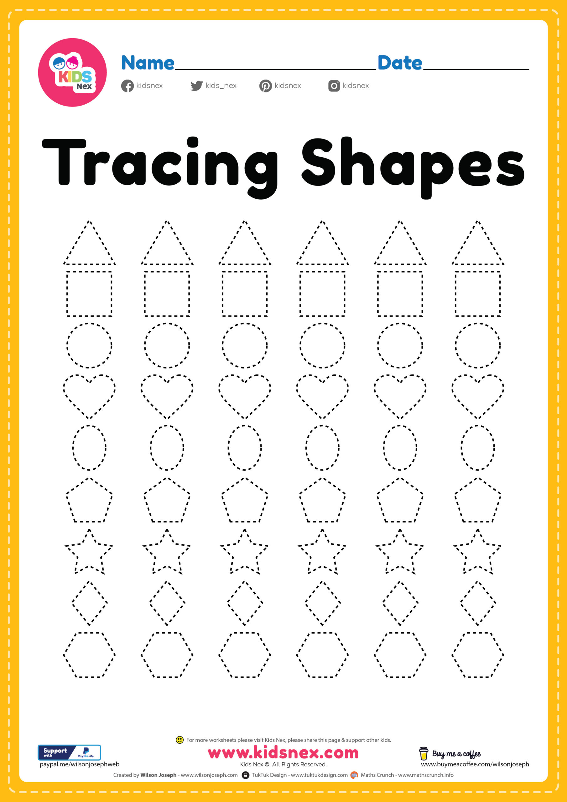 Free Printable Preschool Worksheets Tracing - Preschool Shapes Worksheet for Tracing - Free Printable PDF