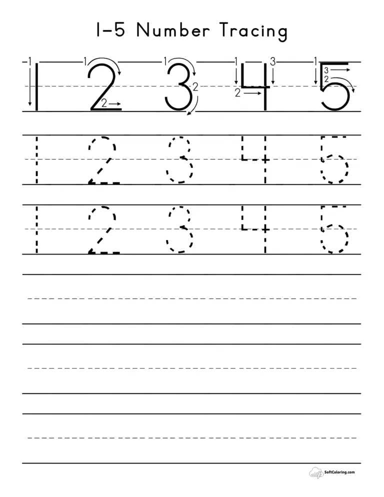 Free Printable Tracing 1-5 Worksheets - Free Printable Number Tracing Worksheet Coloring Pages (2...