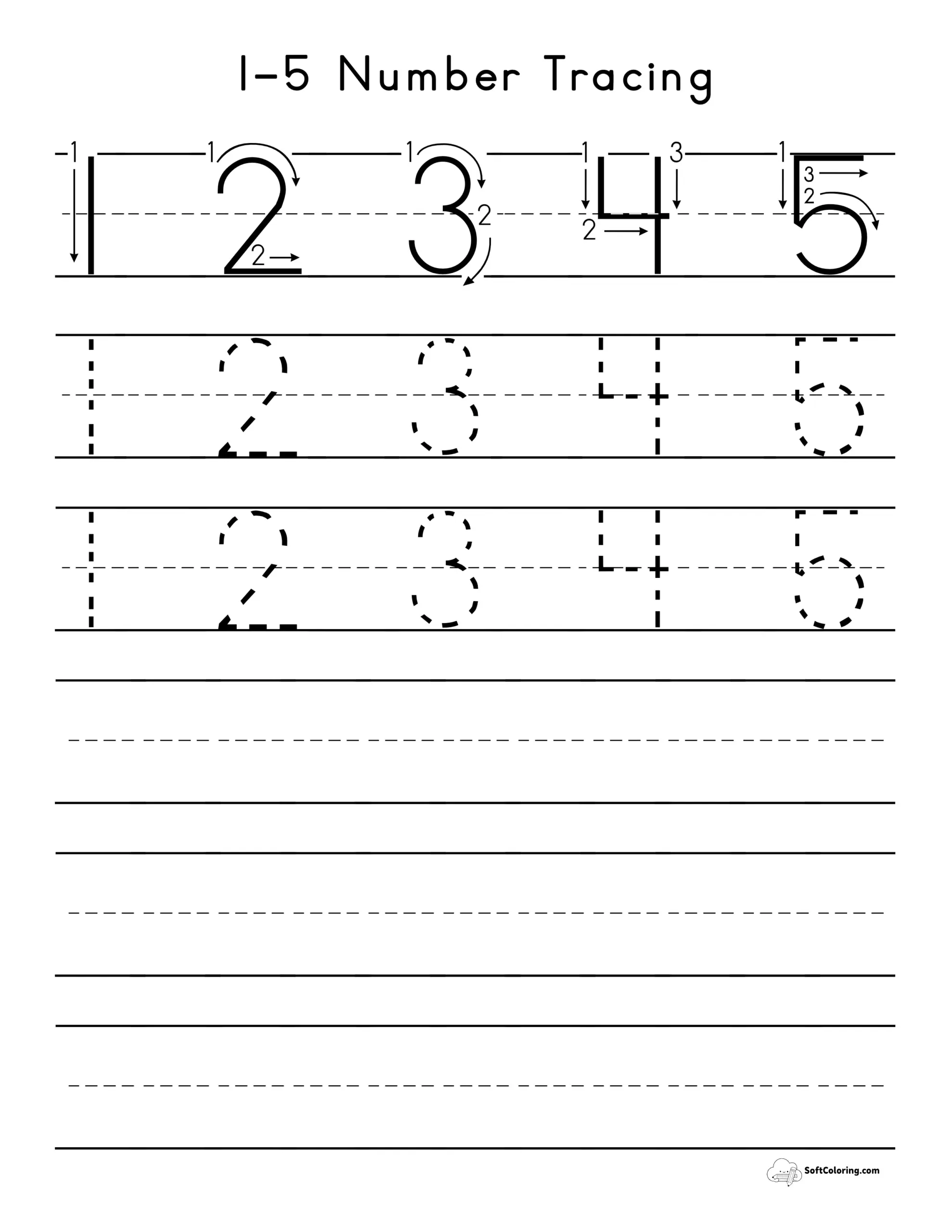 Free Printable Tracing 1-5 Worksheets - Free Printable Number Tracing Worksheet Coloring Pages (2...