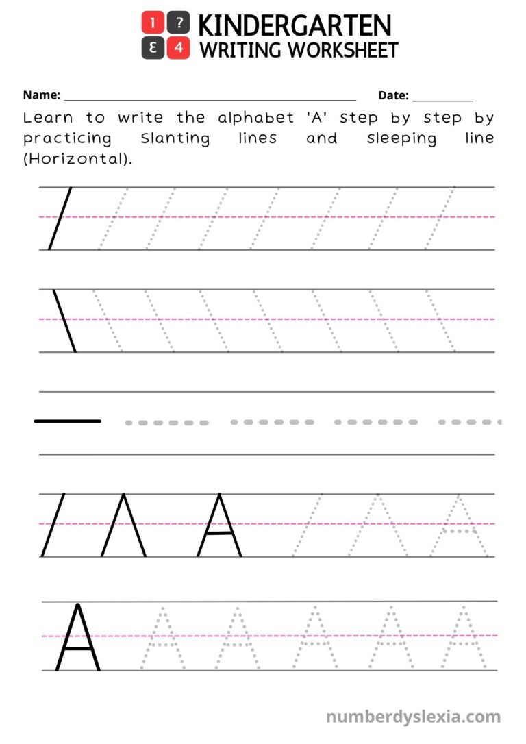 Free Printable Writing Worksheet For Kindergarten - Free Printable Kindergarten Writing Worksheets [PDF] - Number Dyslexia