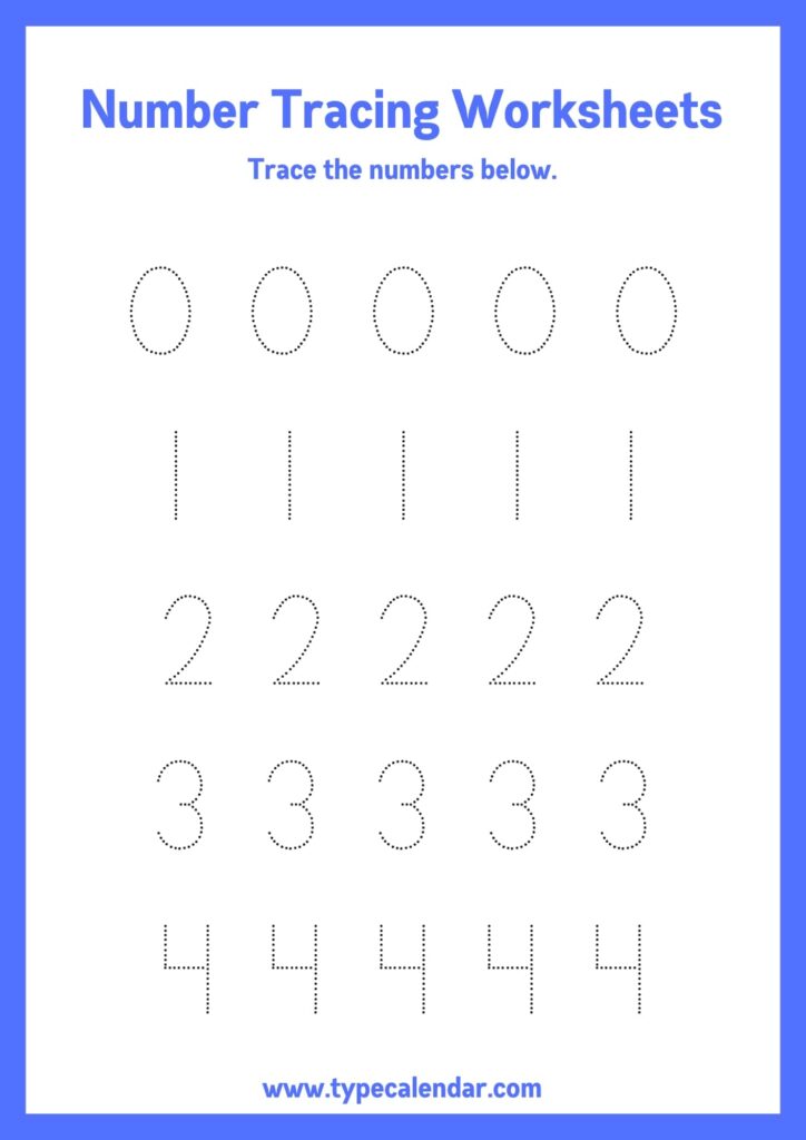 Free Template For 0-5 Tracing - Tracing Numbers 1 To 5 Worksheets - Free Worksheets Printable